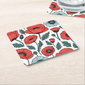 Blume mit rotem Mohnblumen Rechteckiger Pappuntersetzer (angewinkelt)