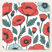 Blume mit rotem Mohnblumen Rechteckiger Pappuntersetzer (Vorderseite)