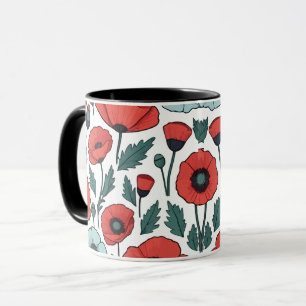 Blume mit rotem Mohnblumen Tasse
