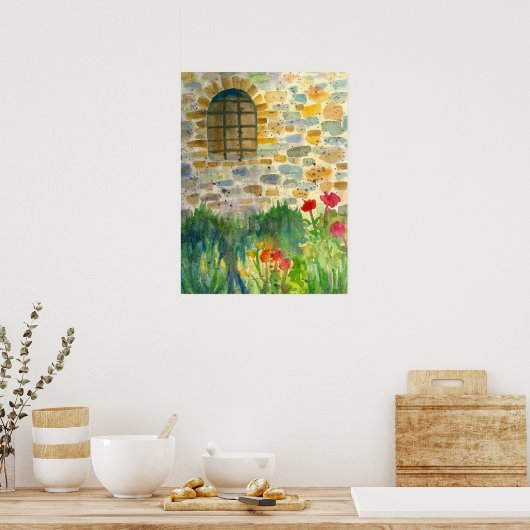 Blume mit roten Mohnfarben Poster (Küche)