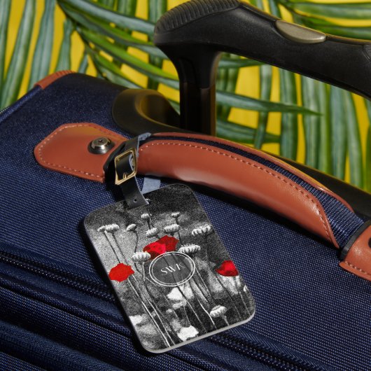 Blume mit roten Pfoten Schwarz-Weiß-Vorlage Gepäckanhänger (Vorderseite Insitu 1)