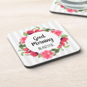 Blume mit roten und rosa Wasserfarben - Gestaltung Getränkeuntersetzer (Linke Seite)