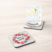 Blume mit roten und rosa Wasserfarben - Gestaltung Getränkeuntersetzer (Rechte Seite)