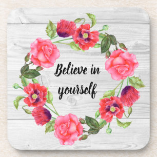 Blume mit roten und rosa Wasserfarben - Gestaltung Getränkeuntersetzer