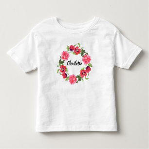 Blume mit roten und rosa Wasserfarben - Gestaltung Kleinkind T-shirt