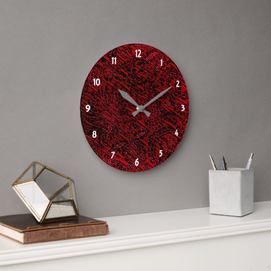 Blume mit roter Decorierung - Wandleuchte Große Wanduhr (Büro)