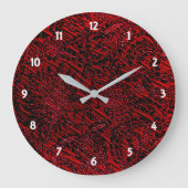 Blume mit roter Decorierung - Wandleuchte Große Wanduhr (Vorderseite)