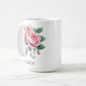 Blume mit Roter Robe mit einem eleganten Monogramm Kaffeetasse (Vorderseite Links)