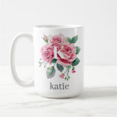 Blume mit Roter Robe mit einem eleganten Monogramm Kaffeetasse (Links)