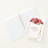 Blume mit roter Wasserfarbe, geometrischer Rahmen Notizblock (Innenseite)