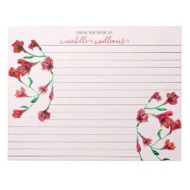 Blume mit roter Wasserfarbe Personalisiert Notizblock