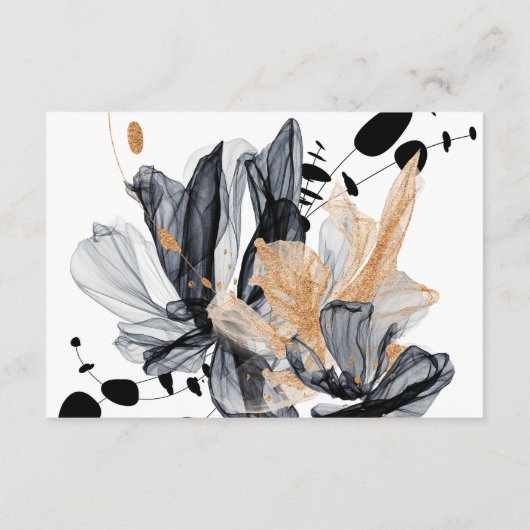 Blume mit RSVP-Hochzeit für Schwarz und Gold Begleitkarte (Rückseite)