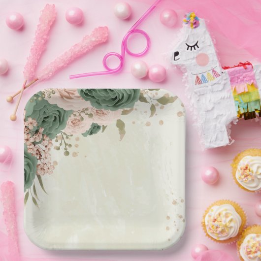 Blume mit Salbei Pappteller (Party)