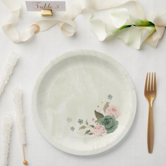 Blume mit Salbei Pappteller (Hochzeit)