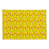 Blume mit Schmetterlingen auf gelbem Hintergrund Kissenbezug (Rückseite-Rechts)