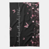 Blume mit Schmetterlingen Geschirrtuch (Vertikal)