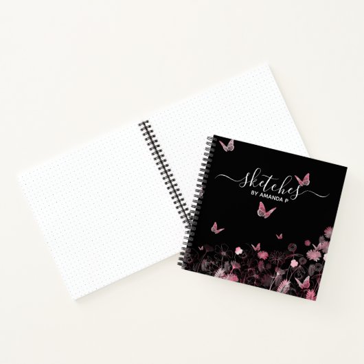 Blume mit Schmetterlingen Notizblock (Innenseite)