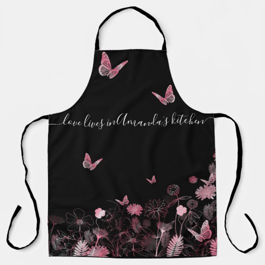 Blume mit Schmetterlingen Schürze (Vorderseite)