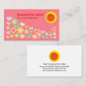 Blume mit schmetternden Schmetterlingen Babysitten Visitenkarte (Vorne/Hinten)