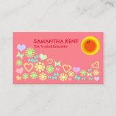 Blume mit schmetternden Schmetterlingen Babysitten Visitenkarte (Vorderseite)