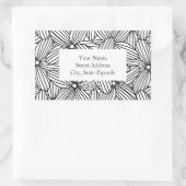 Blume mit Schwarz-Weiß-Zeichnung Rechteckiger Aufkleber (Tasche)