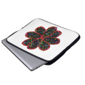 Blume mit schwarzem Glitzer - Laptop-Sieb Laptopschutzhülle (Vorne Knopf)