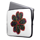Blume mit schwarzem Glitzer - Laptop-Sieb Laptopschutzhülle (Vorderseite Links)
