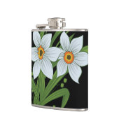 Blume mit schwarzem Hintergrund Flachmann (Links)