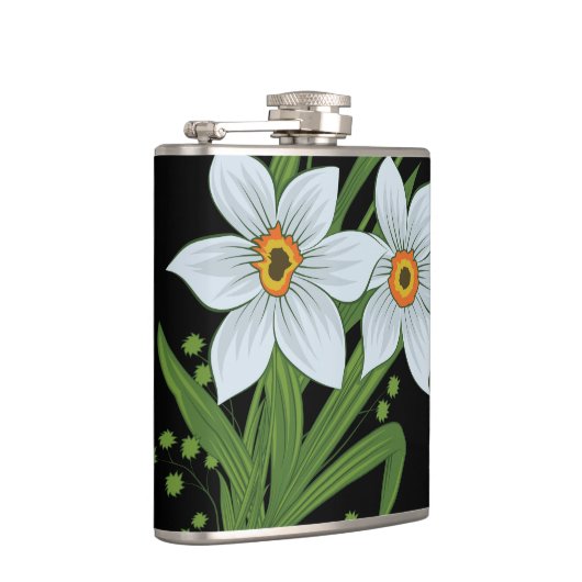 Blume mit schwarzem Hintergrund Flachmann (Rechts)