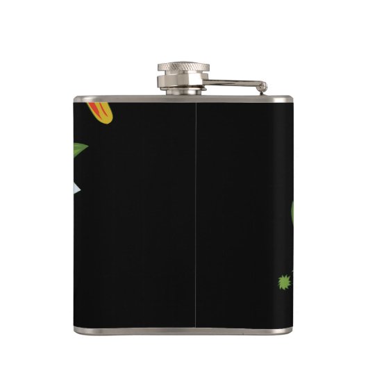 Blume mit schwarzem Hintergrund Flachmann (Rückseite)