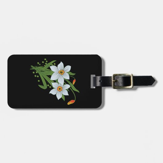 Blume mit schwarzem Hintergrund Gepäckanhänger (Vorderseite horizontal)