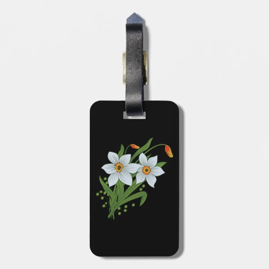 Blume mit schwarzem Hintergrund Gepäckanhänger (Rückseite vertikal)