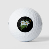 Blume mit schwarzem Hintergrund Golfball (Vorderseite)