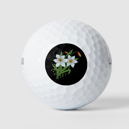 Blume mit schwarzem Hintergrund Golfball (Vorderseite)