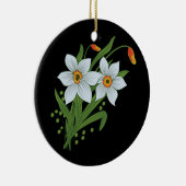 Blume mit schwarzem Hintergrund Keramik Ornament (Rechts)