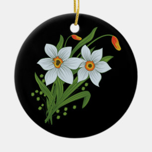 Blume mit schwarzem Hintergrund Keramik Ornament