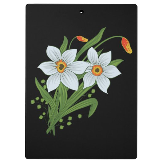 Blume mit schwarzem Hintergrund Klemmbrett (Rückseite)