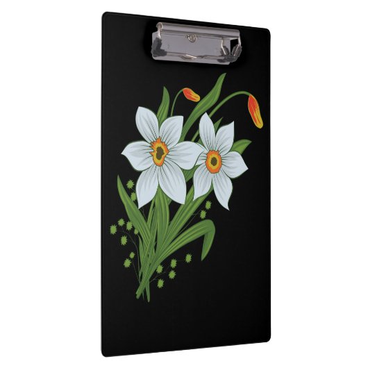 Blume mit schwarzem Hintergrund Klemmbrett (Rechts)