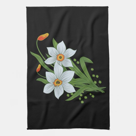 Blume mit schwarzem Hintergrund Küchentuch (Vertikal)