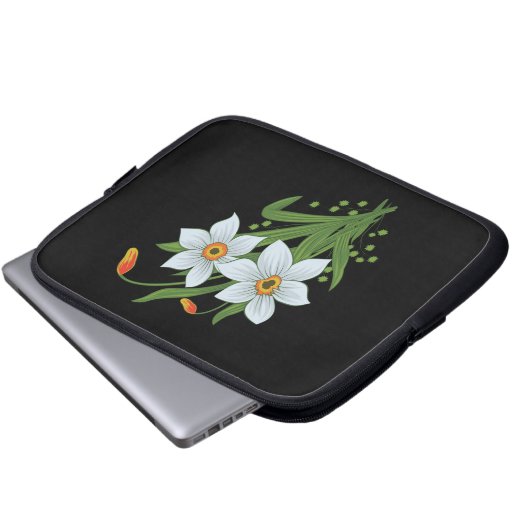 Blume mit schwarzem Hintergrund Laptopschutzhülle (Vorne Knopf)