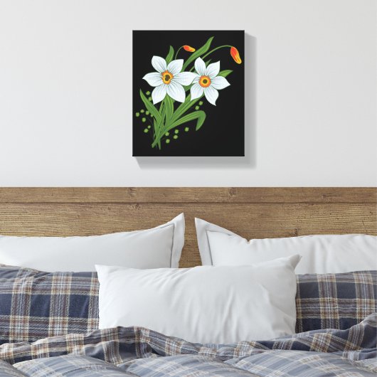 Blume mit schwarzem Hintergrund Leinwanddruck (Insitu (Schlafzimmer))