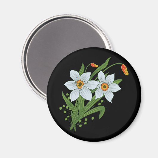 Blume mit schwarzem Hintergrund Magnet (Vorderseite/Rückseite)