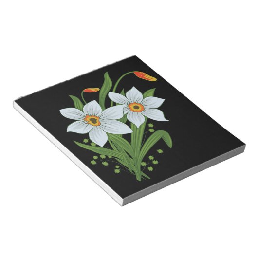 Blume mit schwarzem Hintergrund Notizblock (angewinkelt)