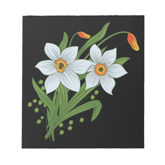 Blume mit schwarzem Hintergrund Notizblock (Vorderseite)