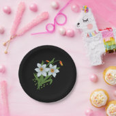 Blume mit schwarzem Hintergrund Pappteller (Party)