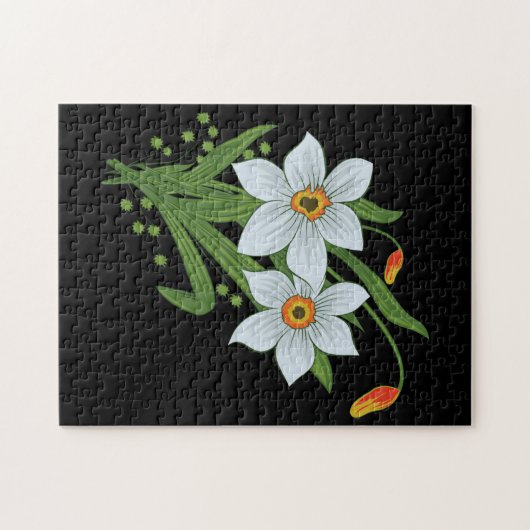 Blume mit schwarzem Hintergrund Puzzle (Horizontal)