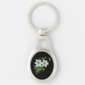 Blume mit schwarzem Hintergrund Schlüsselanhänger (Vorderseite)