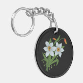 Blume mit schwarzem Hintergrund Schlüsselanhänger (Vorderseite links)