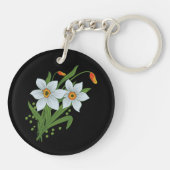Blume mit schwarzem Hintergrund Schlüsselanhänger (Rückseite)
