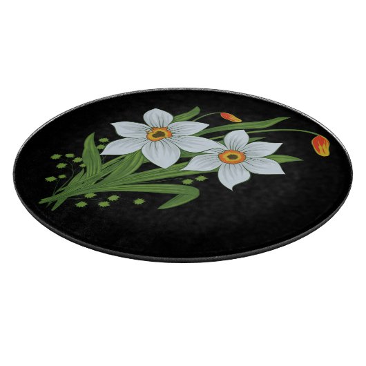 Blume mit schwarzem Hintergrund Schneidebrett (Ecke)